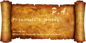 Prisznyák Anikó névjegykártya